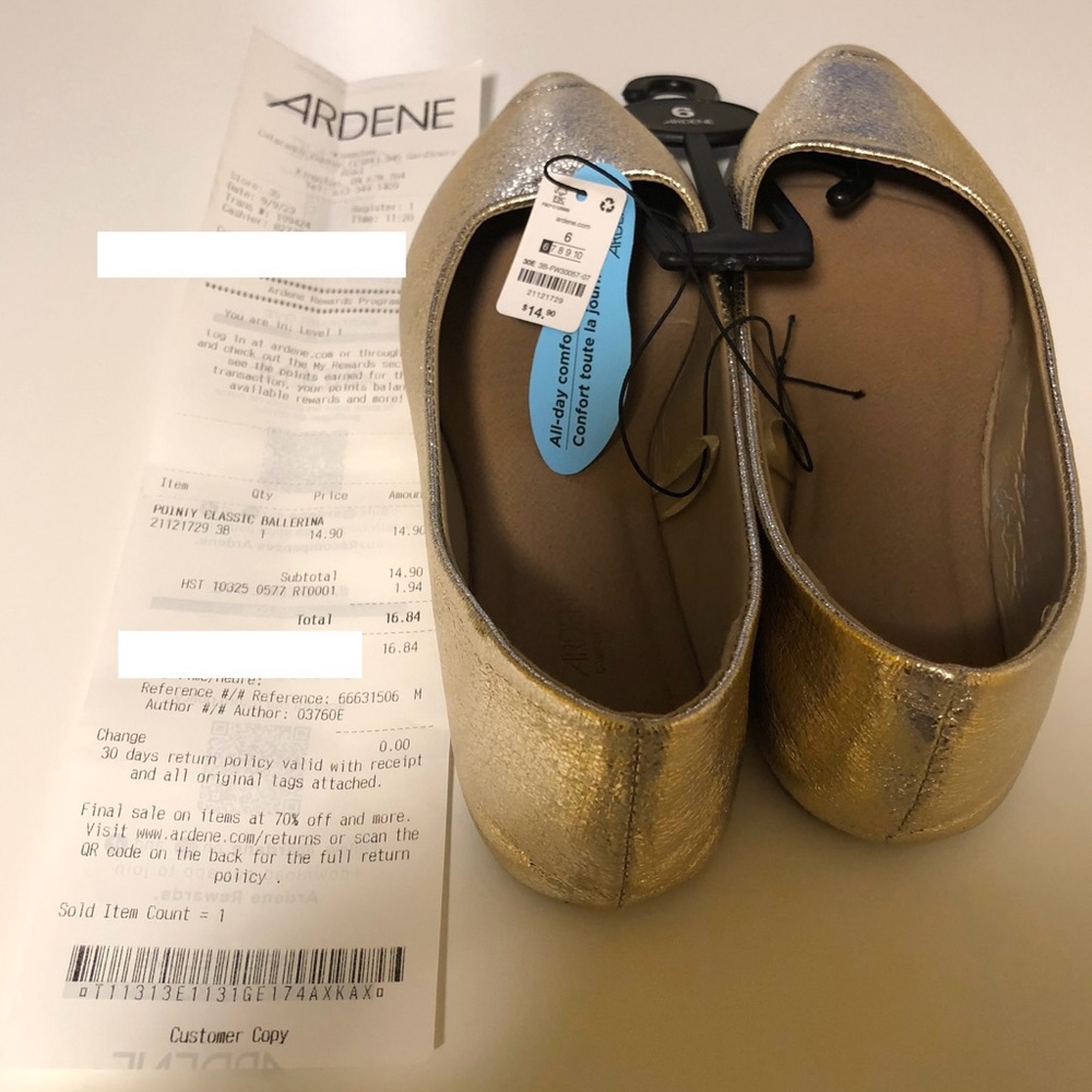 Women’s gold pointy flats (Ardene) size 6
